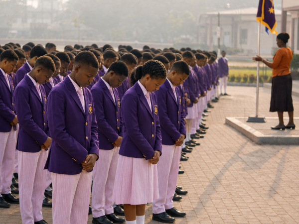 Students at school assembly