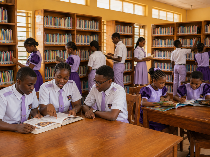 Pupils reading in the IVIS library and reading room