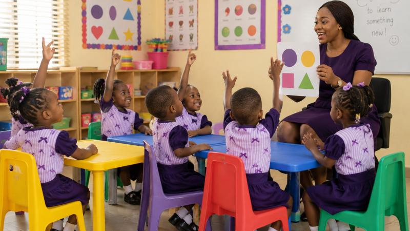 Reception class pupils at IVIS